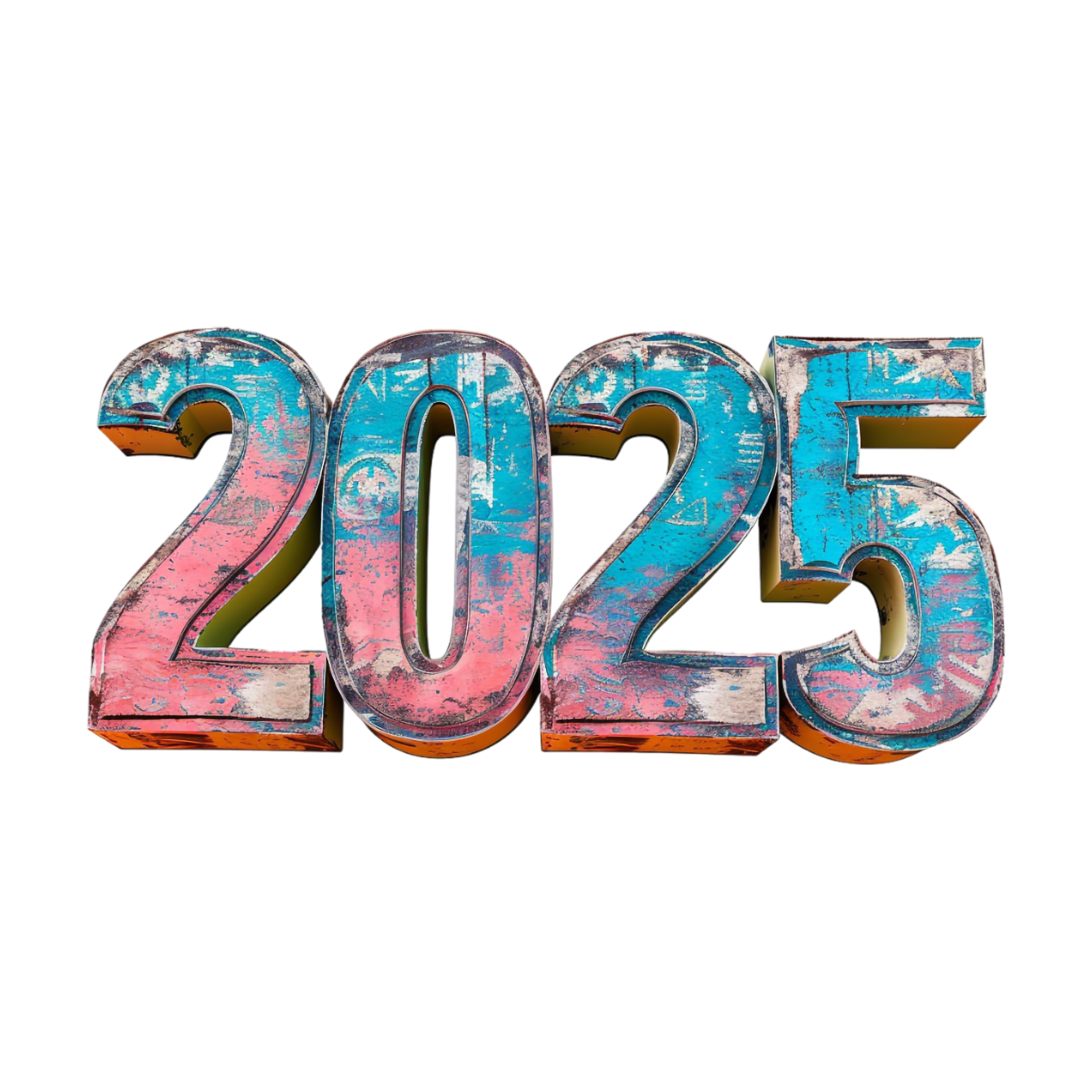 3D Text of 2025 for New Year on Transparent Background 47828882 PNG