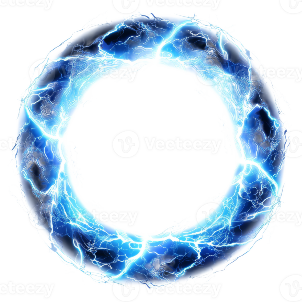 Electric Blue Energy Circle Illustration. Electric Energy Circle on Isolated Background png