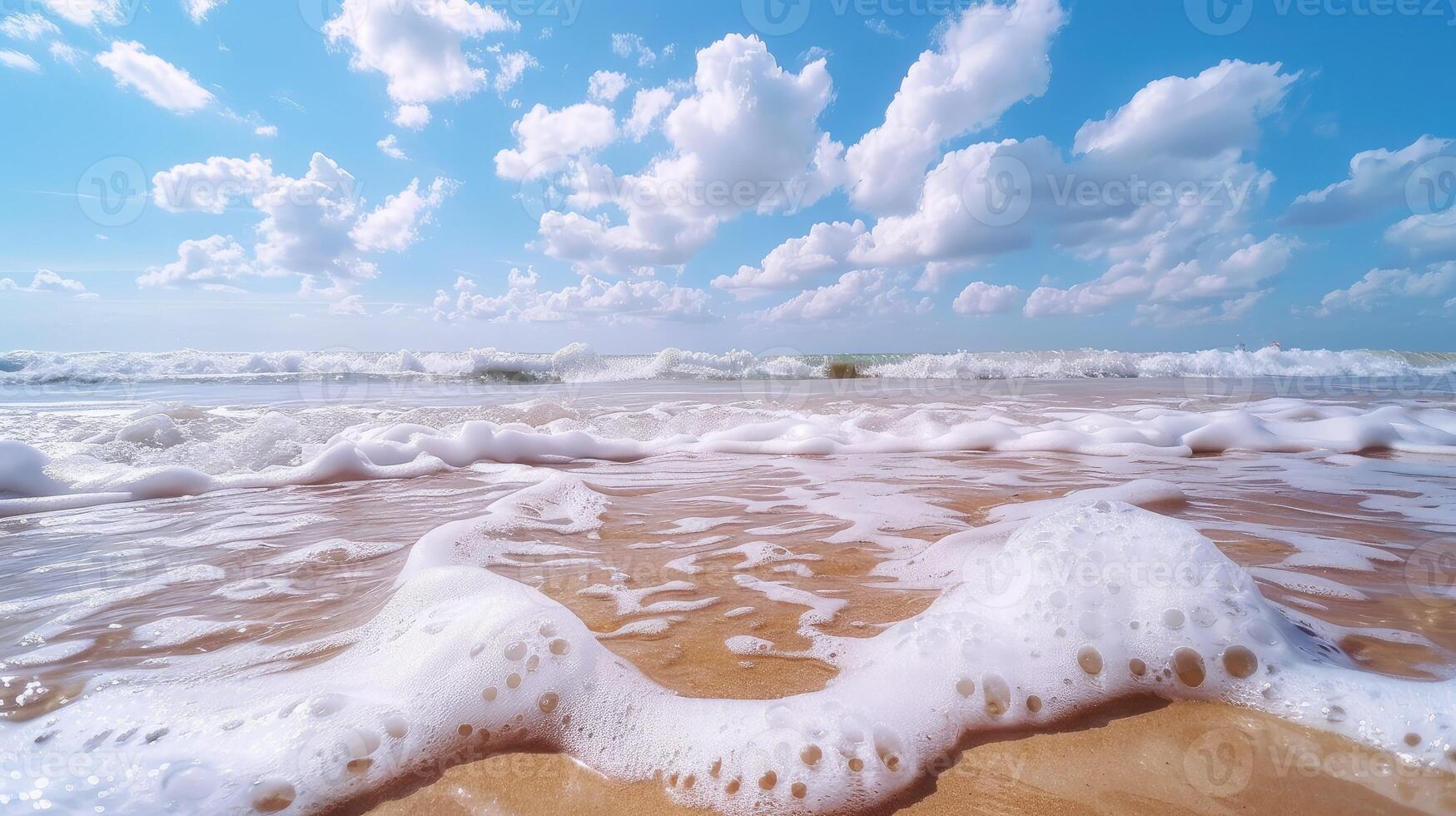 A beach with waves and clouds photo