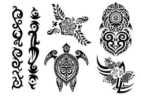 Hawaii Tribal Set in Black and White  vector