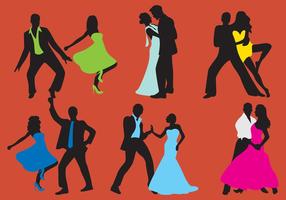 Woman And Man Dancer Silhouettes vector