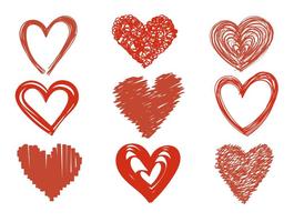 Iconos vectoriales de corazón dibujado a mano vector