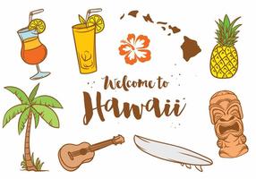 Hawaii Icon Vector Set