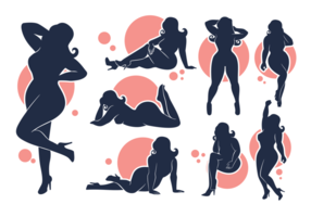 Vector Silhouettes of Plus Size girls