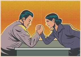 Man And Woman Doing Arm Wrestling vector