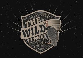 Wild turkey silhouette logo label illustration vector