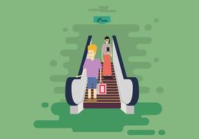 Free Down Escalators With Man And Woman Illustration vector