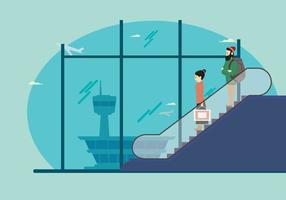 Man And Woman on Escalator In Airport Illustration vector