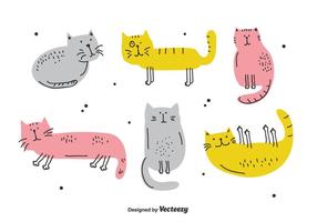 Hand Drawn Cat Set vector