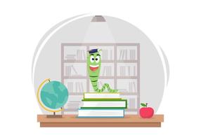 Free Cartoon Bookworm In Library vector