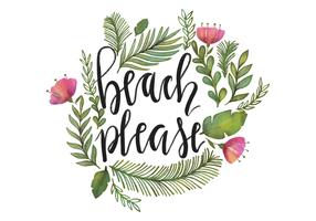 Beach Please Watercolor Lettering Vector 