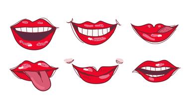 Sexy Red Lips Hand Drawn vector Illustration