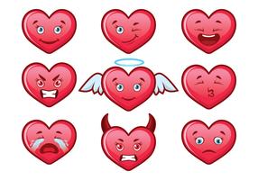 Cute Heart Valentine Emoji Set vector