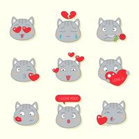 Cute cat emote for valentine vector