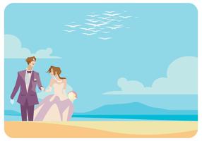 A Married Couple on The Beach Vector