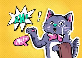 Cat Comic Character Vector Pop Art