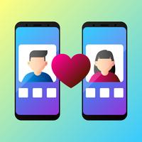 Online Dating App Concept With Man And Woman Vector Illustration