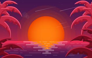 Vector Colourful Red Landscape Illustration