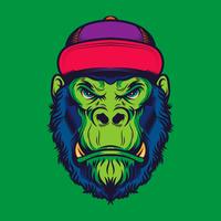 Hipster Gorilla Head Old School Tattoo Illustration vector