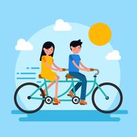 Couple Ride Tandem Bike Vector