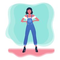 Model In Overalls Vector