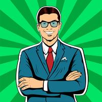 Male businessman pop art retro vintage style vector