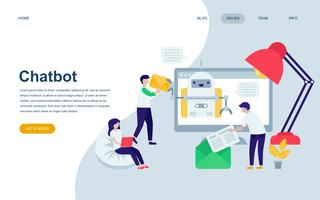 Modern flat web page design template of Chat Bot and Marketing vector