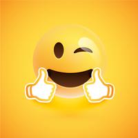 Emoticon with thumbs up, vector illustration