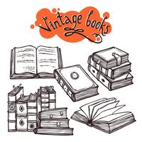 Books Set Black And White vector