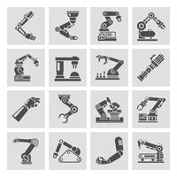 Robotic arm icons black vector