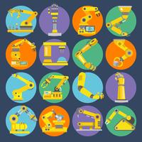 Robotic arm icons flat vector