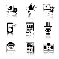 Media icons black and white vector