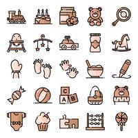 Baby shower icons pack vector