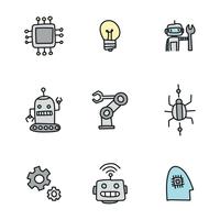 Doodled Robotic Icons vector