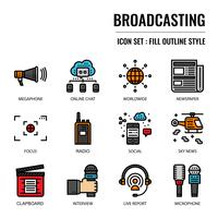 Broadcasting filled outline icon vector