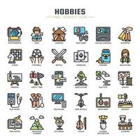 Hobbies Elements Thin Line Icons vector