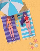 Girls with summer swimwear design vector