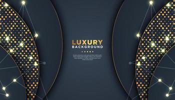 Dark Curved Layers with Gold Dots Background   vector