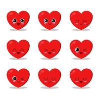 Cute heart character set vector