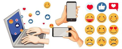 Set of social media emoticon vector