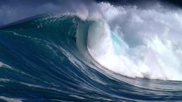 Large heavy wave breaking onto a shallow reef video