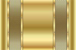 Metallic gold panels with screws on perforated texture vector