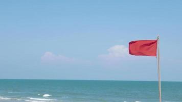 Fluttering Red Flag At The Beach video