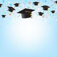 Education concept with graduation caps on background. vector