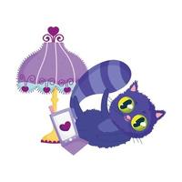 cheshire cat lamp phone foliage cartoon vector