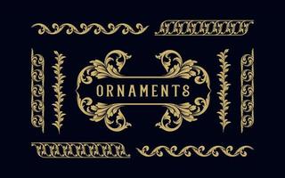 Collection of gold label and Frame ornaments vector