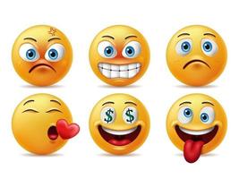 Smiling faces emoticon character set vector