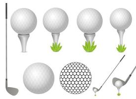 Golf ball and putter vector design illustration set isolated on white background