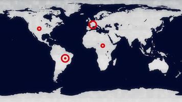 tela de exibição de alarme de aviso no mapa mundial. video