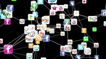 3D Animation Showing A Network Of Social Media Icons video